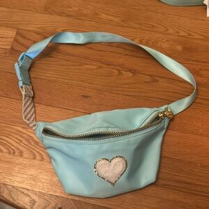 Stoney Clover Fanny pack with white heart patch color blue
